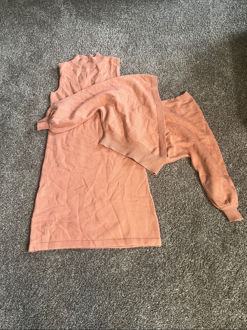 Sleeveless Rib Mock-Neck Mini Dress in Dusty Peach